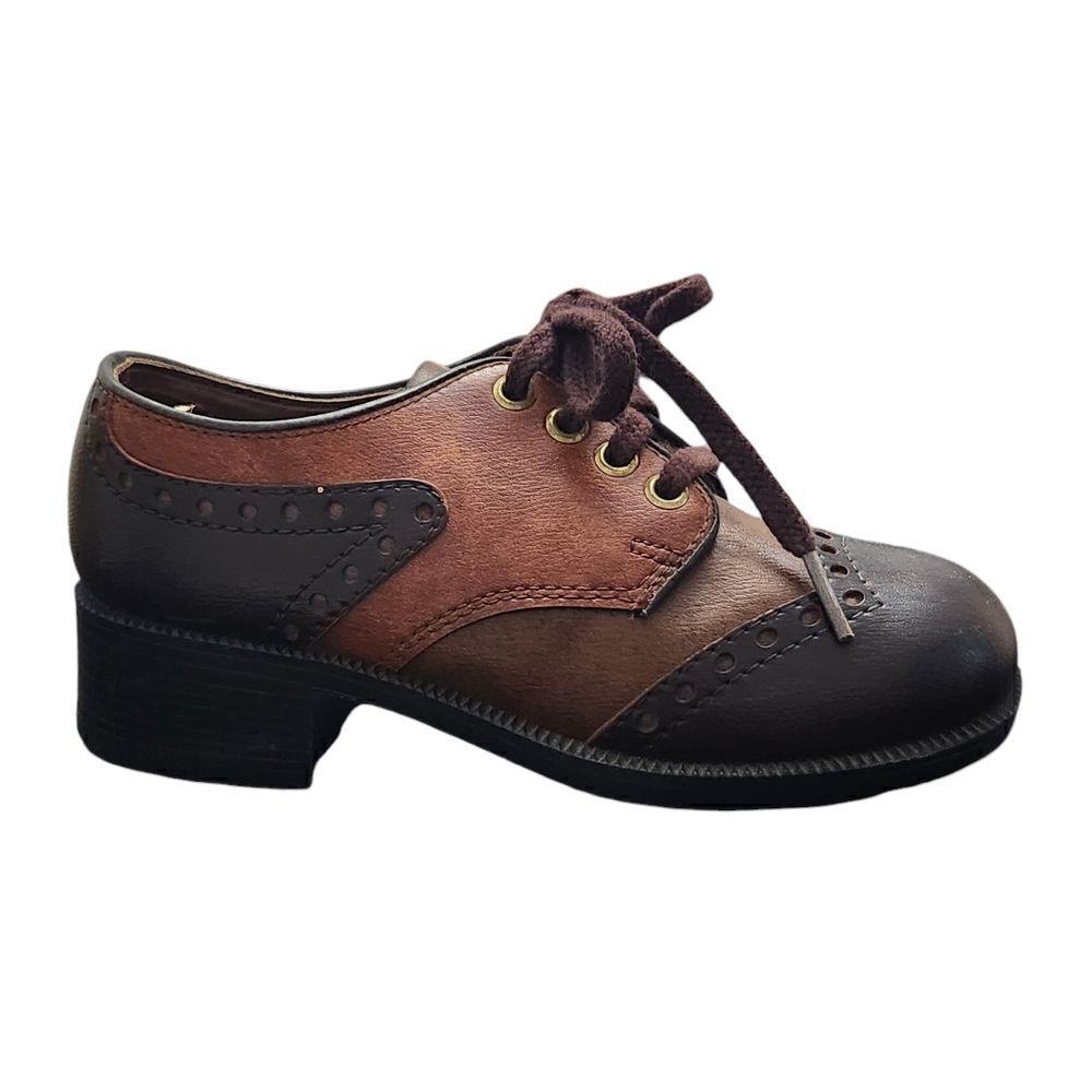 Vintage Oxford Shoes Kids 13.5 Robinson Crusoe Brown Leather Brogues Lace Up